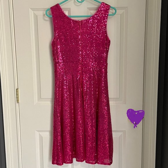 Pink Sparkly Grace Karin Women Sleeveless V-Neck A-line Party Dress in Rose Red - Picture 3 of 3